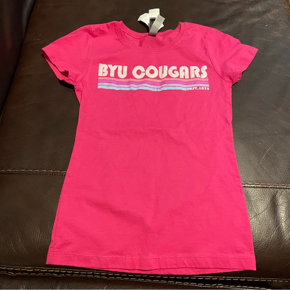 BYU Cougars Kids Pink Short Sleeve Tee